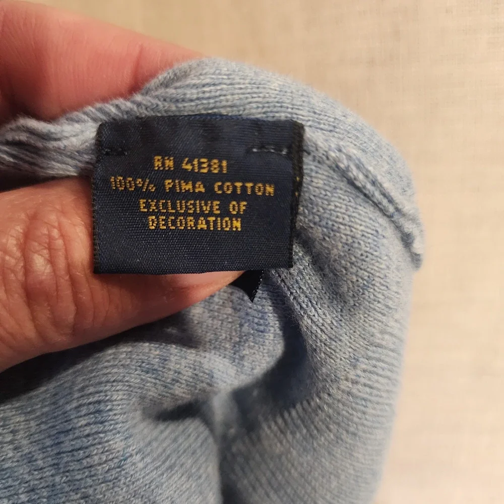 Polo Ralph Lauren 4XB Pima Cotton Sweater Light Blue Big & Tall RN 41381 Logo US